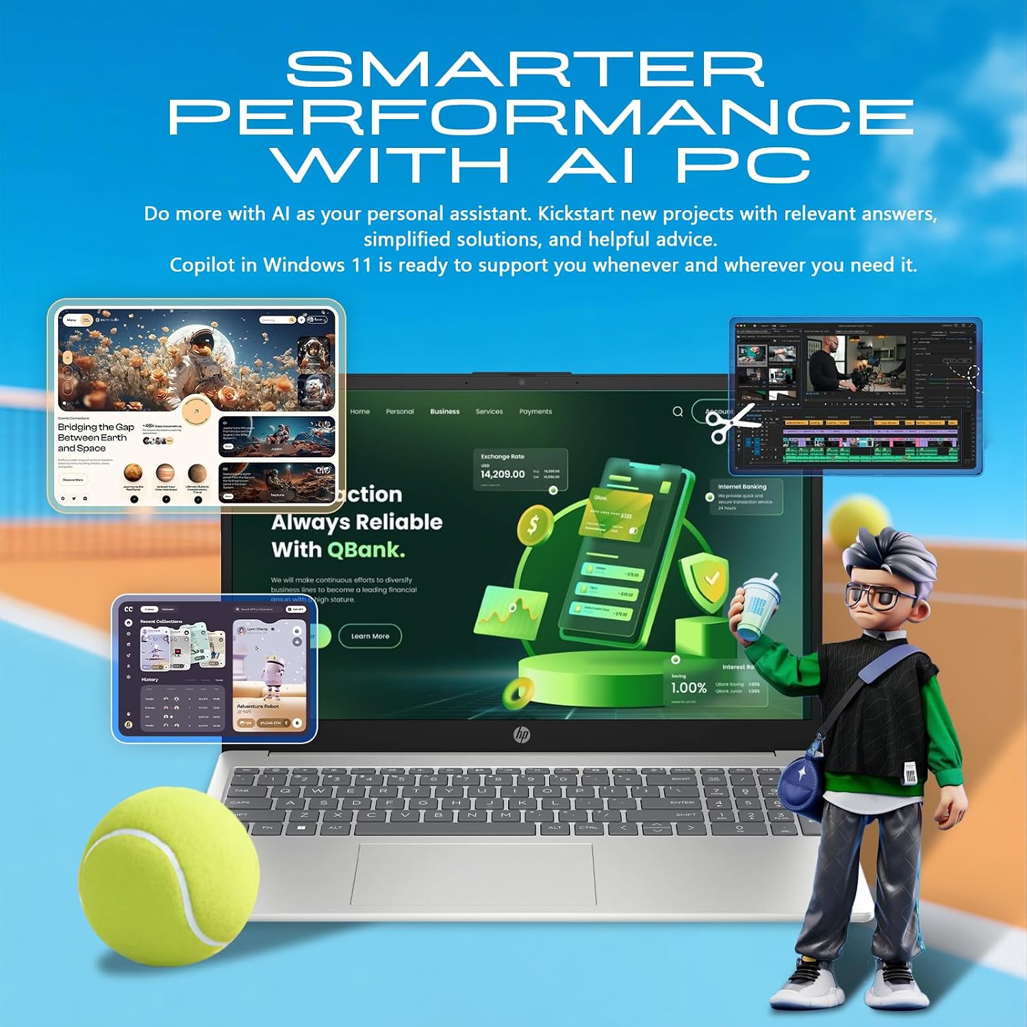 HP 15.6 Touchscreen Laptop Computer for Business & Student, w/Office Lifetime, Intel 13th Gen Core i3(Up to 4.5GHz), HD Touch Display, 64GB RAM, 2TB SSD, AI Copilot, Win 11 Pro, External DVD Drive