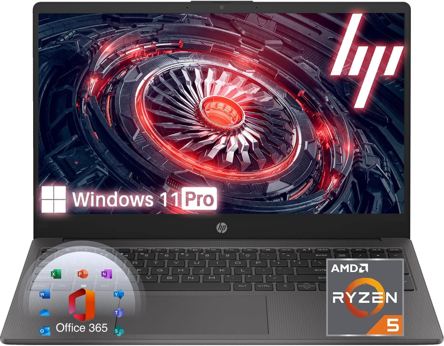 HP 255 G9 15.6' FHD Laptop, 6-Core AMD CPU (Beats i7-1165G7 in Multitasking), 16GB RAM, 512GB PCIe SSD, Windows 11 Pro with MS Office, for Business & Student