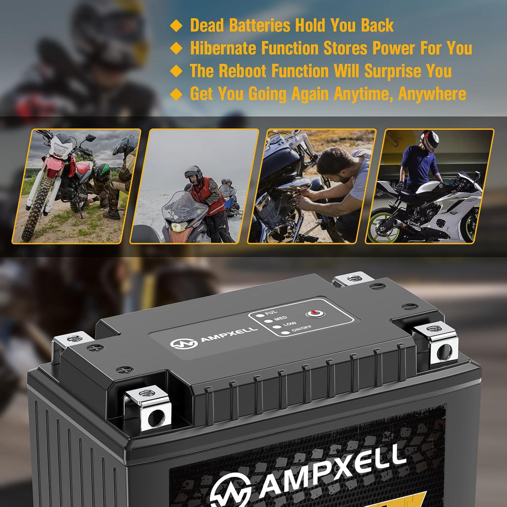 Lithium Powersports Battery Reboot Series 12V 8AH 640A Motorcycle Battery with Smart BMS,Replacement ATV, UTV, Motorcycle, Scooter, Snowmobile, 4 Wheeler, Lawn Mower, and 12V Generator Battery etc.