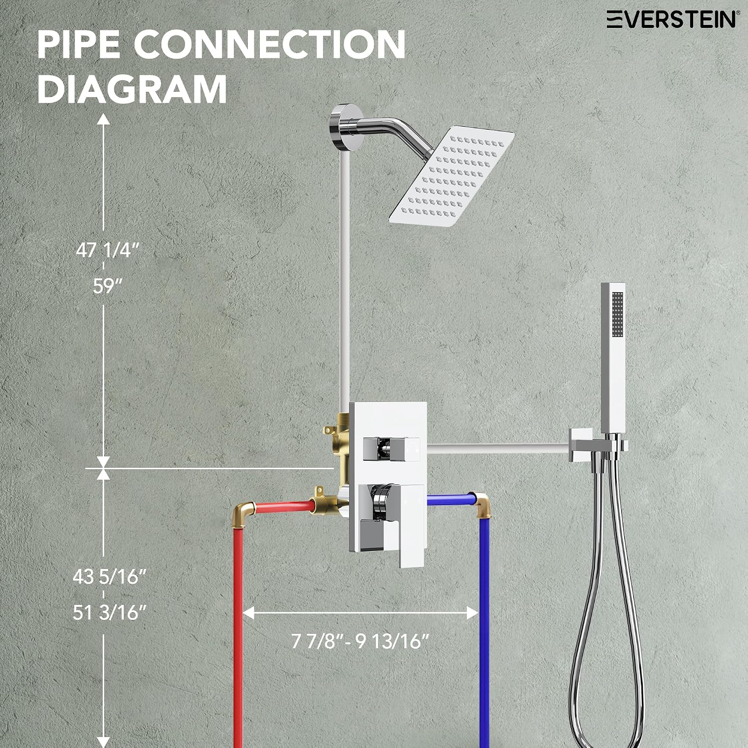 6' High-Pressure Shower System with Handheld Spray, Wall Mount Bathroom Shower Faucet Set with Valve (Polished Chrome)