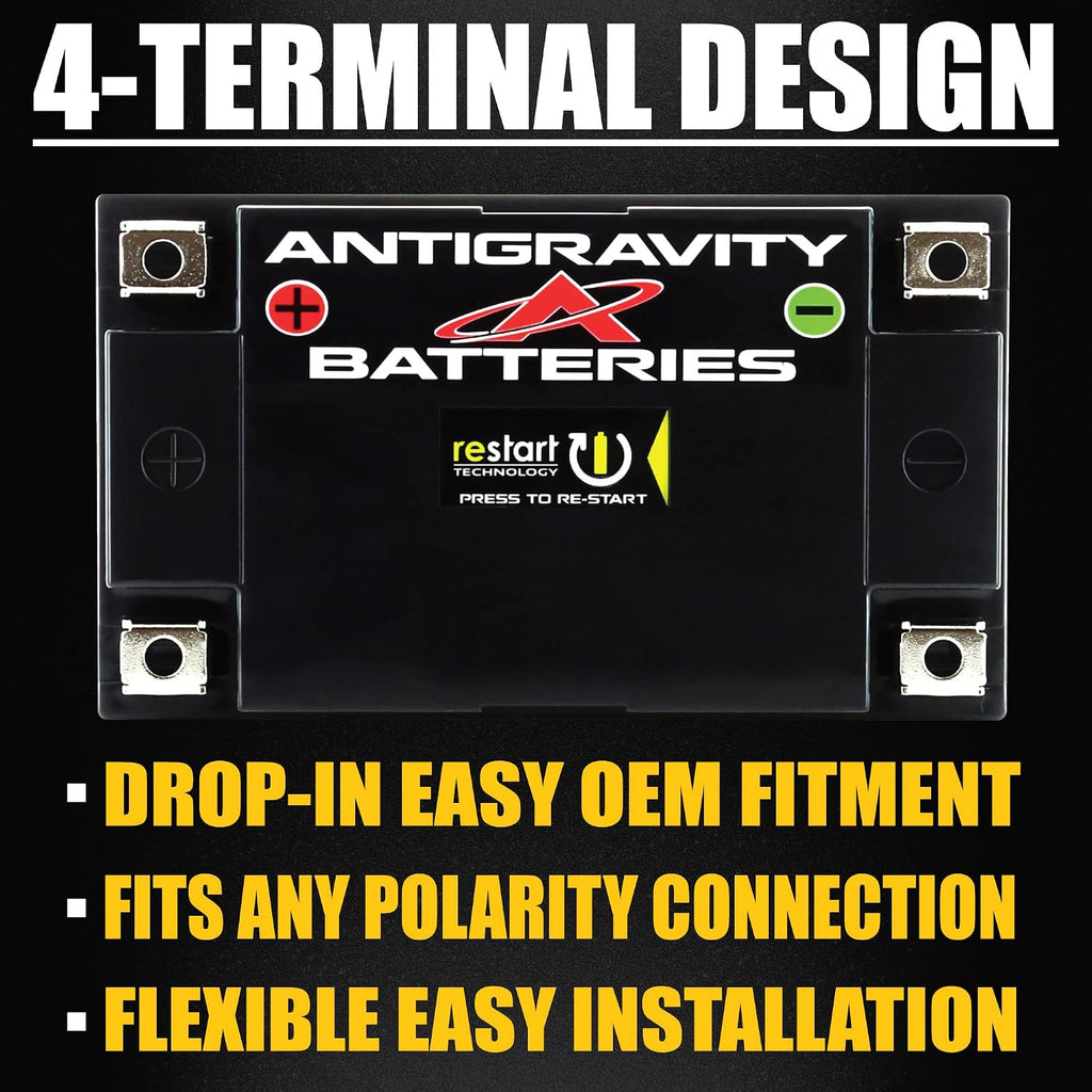 Antigravity AT12-BS-HD Heavy Duty Lithium Motorcycle and Powersport Battery with Built-In Jump Starting 12V 8Ah, ATV, Quad UTV, Scooter, Lawn Mower, Generator Battery - Ducati, Yamaha, Kawasaki