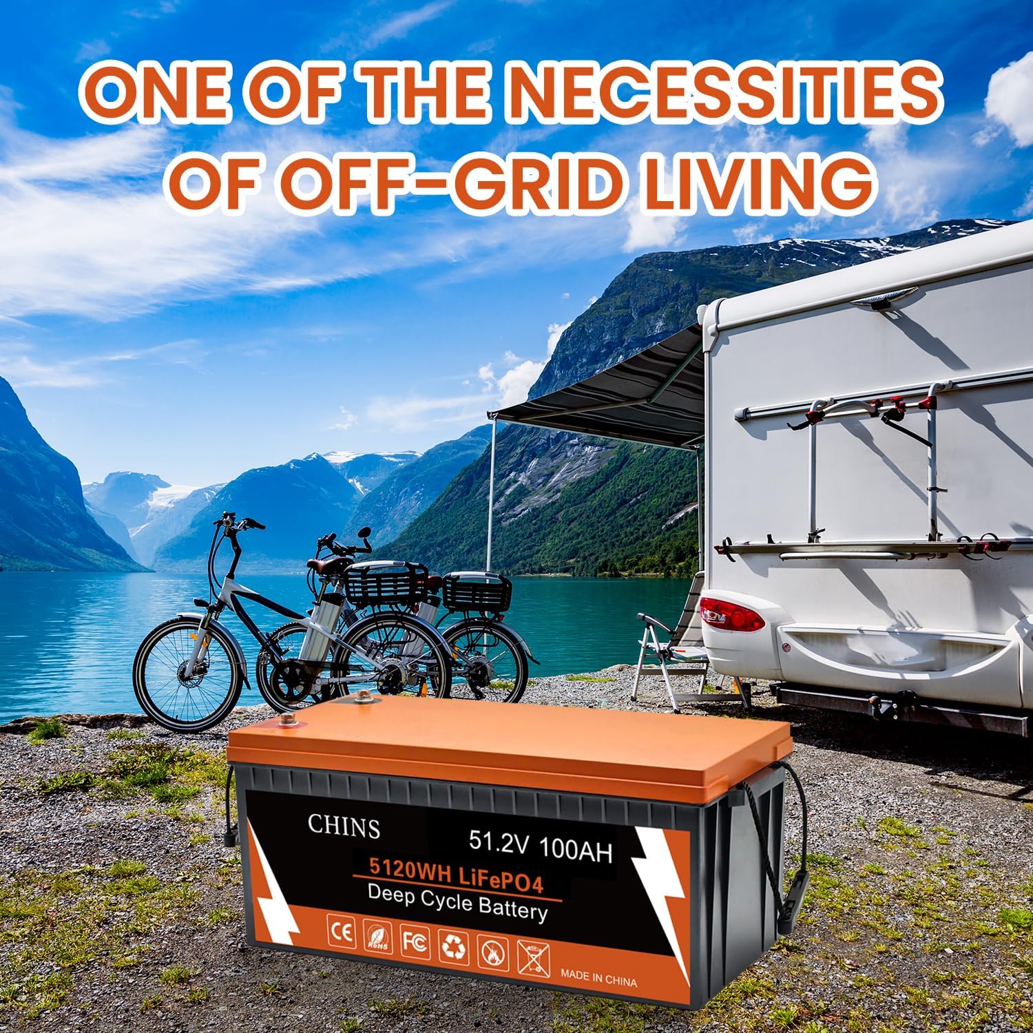CHINS 48V 100Ah Lithium Golf Cart Battery, Bluetooth LiFePO4 Battery, Built in 200A BMS, Peak Current 1000A, Includes 48V 18A Lithium Charger and Monitor, Perfect for Golf Carts, RV etc