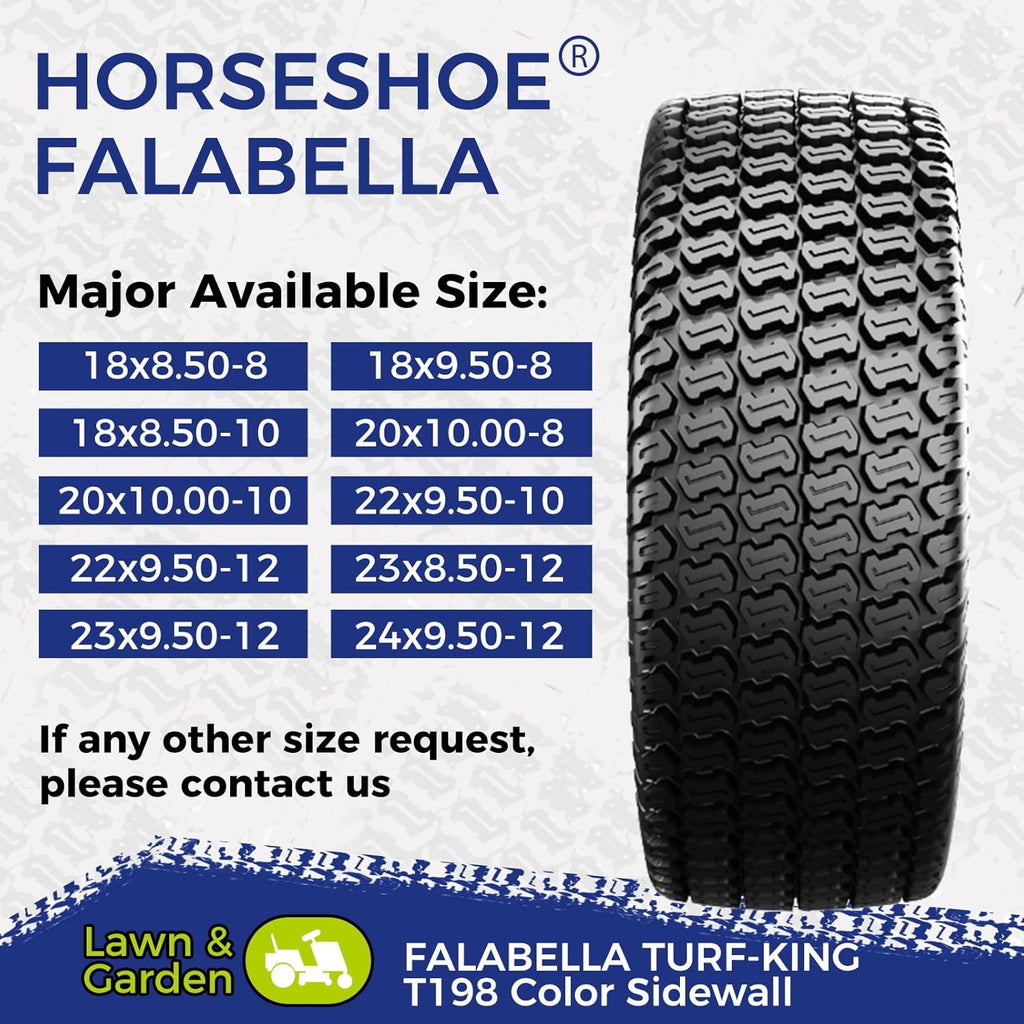 HORSESHOE FALABELLA 2 New 23x8.50-12 / 23x8.5-12 6PR T198 TURF-KING LAWN MOWER TIRES LRC Heavy Duty Color-Sidewall (23x8.50-12 6Ply)