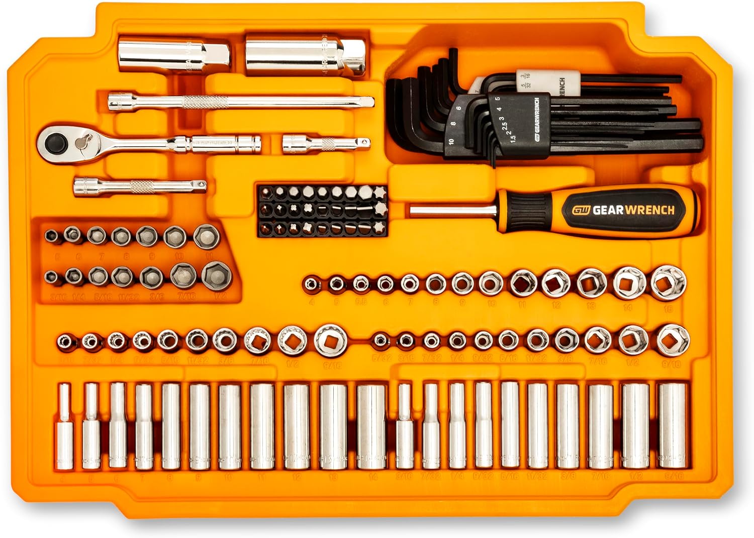 GEARWRENCH Mechanics Tool Set in 3 Drawer Storage Box, 257 Pc, 1/4 in 3/8 in and 1/2 in Drive, Metric/SAE | GW72XLCBMTS