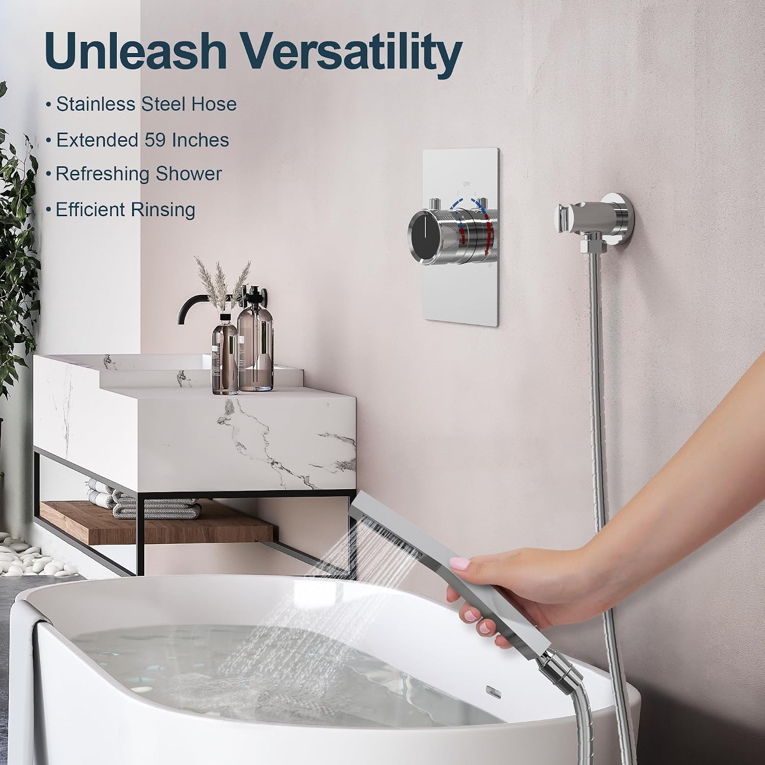 10' Shower Faucet Set with Valve, Wall Mounted Shower Head with High Pressure Handheld Sprayer & Slide Bar, Polished Chrome