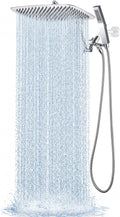 G-Promise All Metal 16 Inches Rainfall Shower Head with Handheld Spray Combo, 3 Settings Diverter, Adjustable Extension Arm with Lock Joints, 71 Inches Stainless Steel Hose (Chrome)