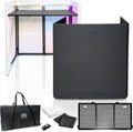 AxcessAbles Portable DJ Facade Booth with Carry Case – 40' x 20' Tabletop, Steel Frame, and Black & White Scrims | White DJ Table | Event Booth (ES-01XBW)