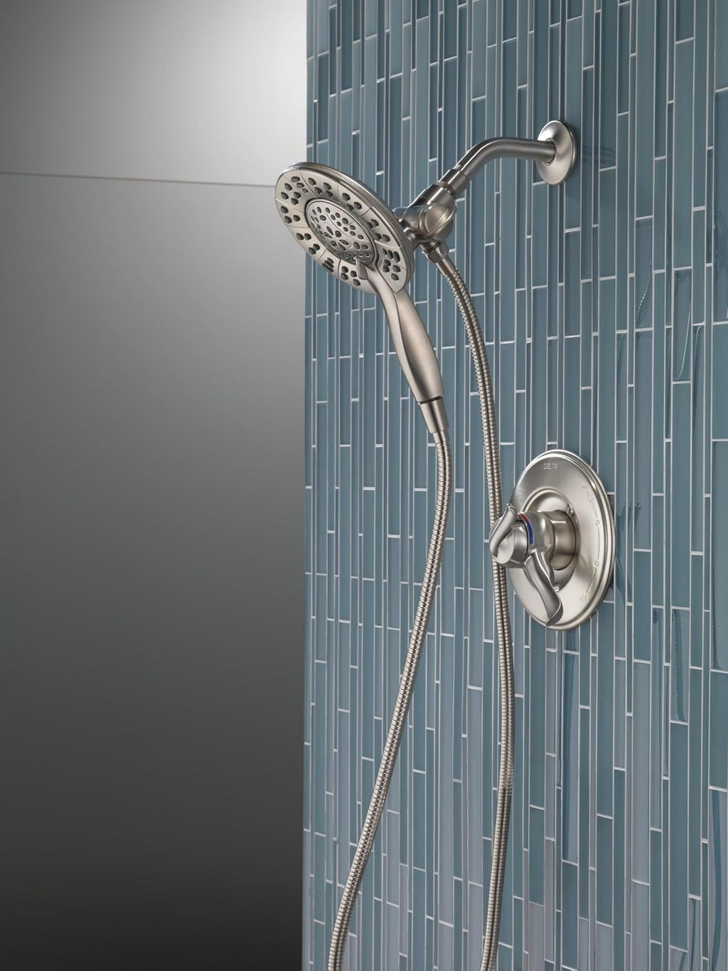 Delta 4-Setting In2ition 2-in-1 Dual Shower Head with HandHeld Spray, Brushed Nickel Detachable Shower Head with Hose, Showerhead, 1.75 GPM Flow Rate, Stainless 58499-SS