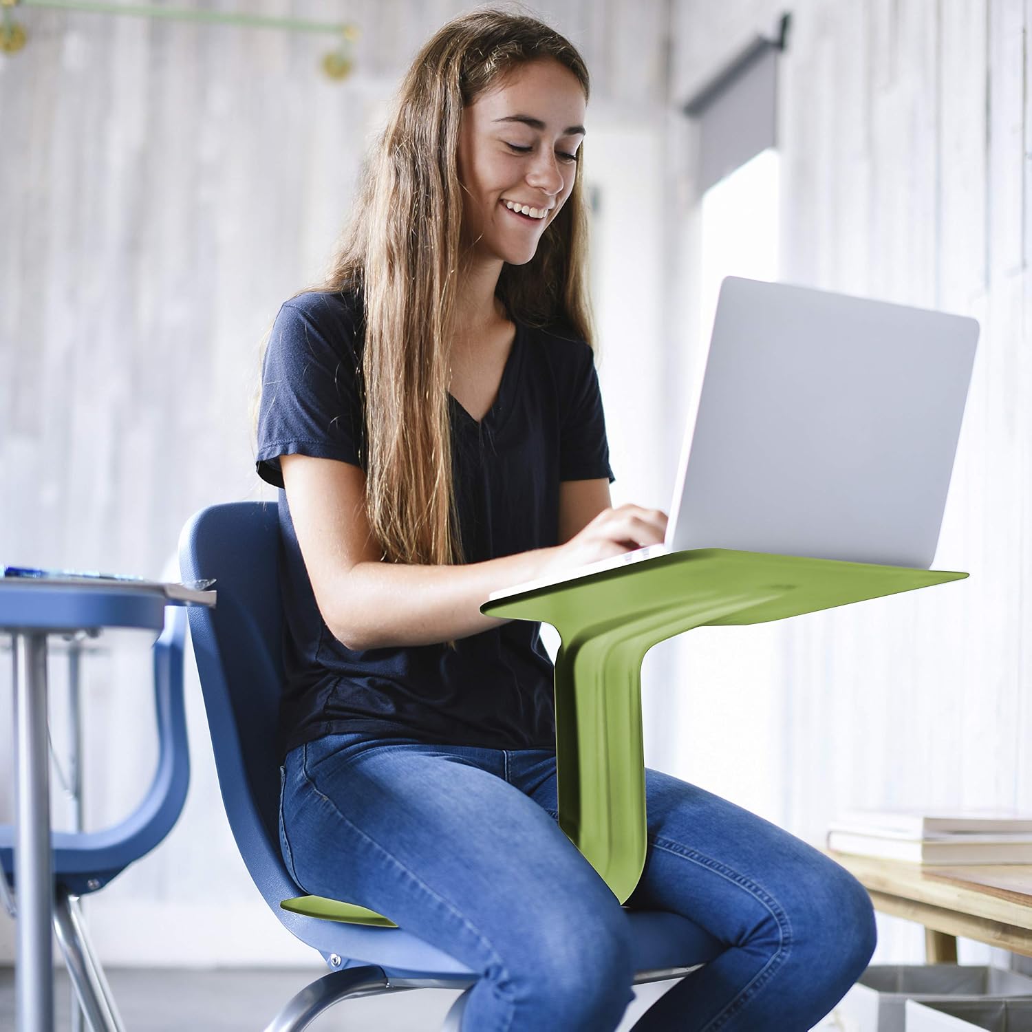 ECR4Kids The Surf Portable Activity Lap Desk, Classroom Essentials, Grassy Green, 10-Pack