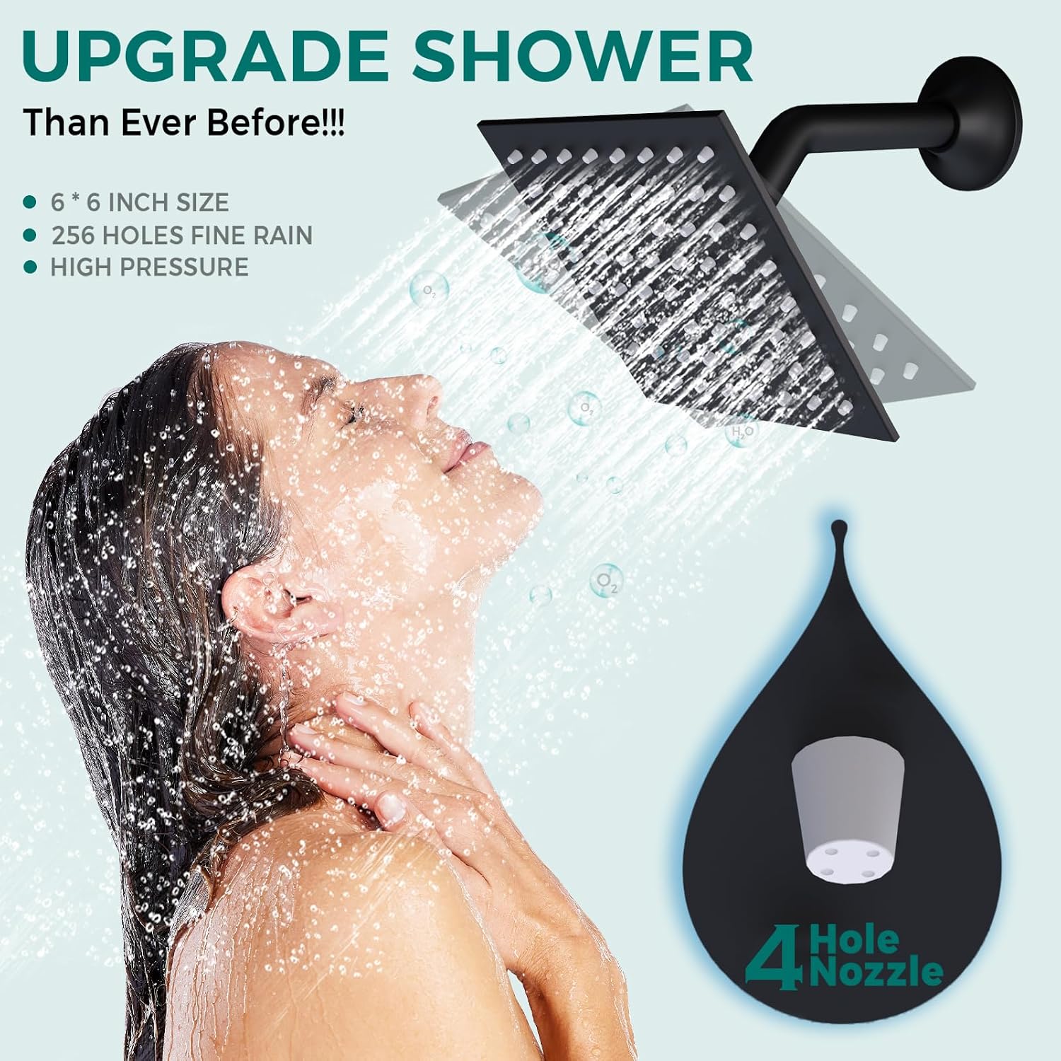 Dual Heads Thermostatic Shower Faucets Set Matte Black Shower System, 4-Way Shower Fixture 14X20' LED Rainfall Shower Head with 6' Wall Mount Showerhead and Dual-mode Handheld, 4 Jets with Shut-Off