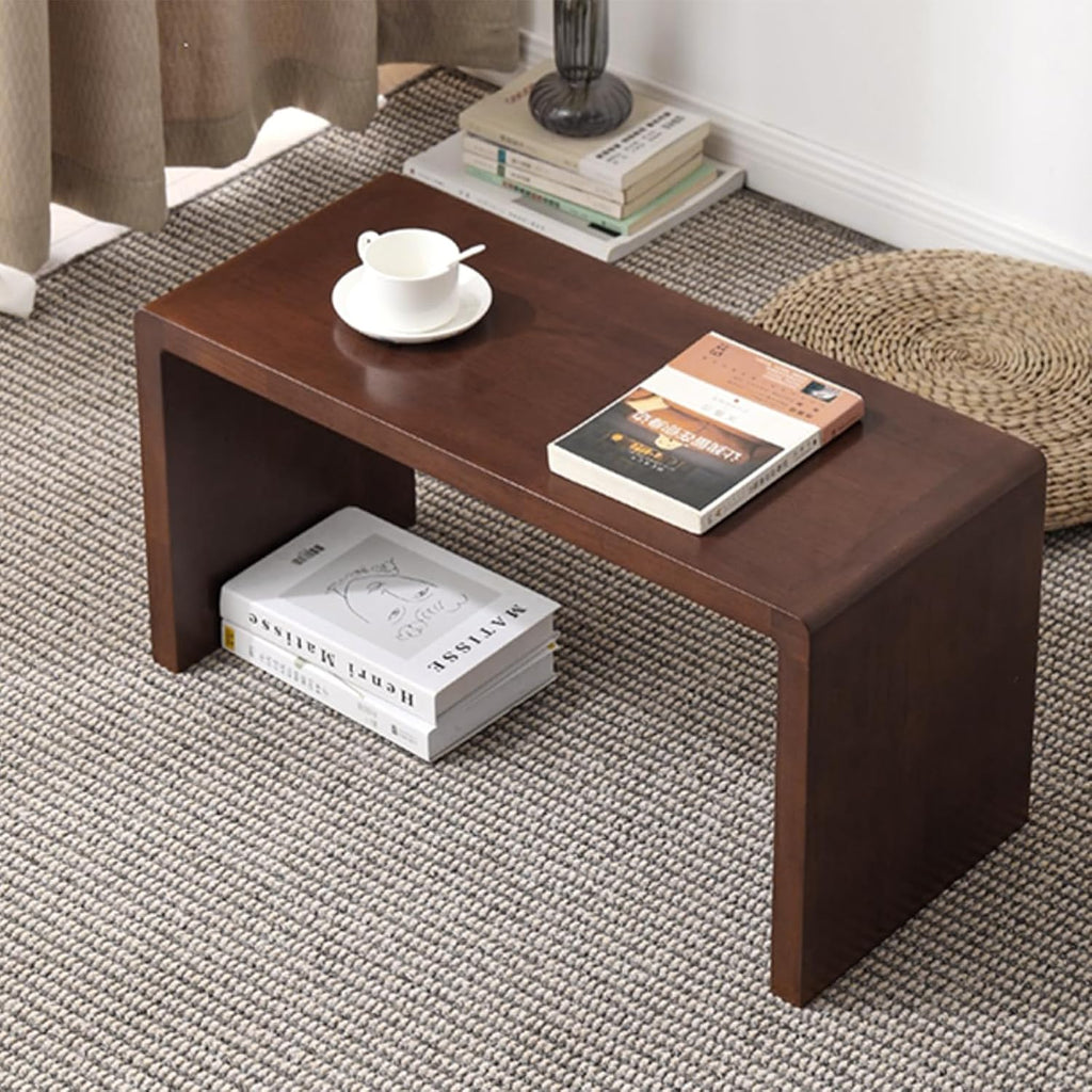 C Shaped End Table, Solid Wood Sofa Side Table for Couch, Bed, and Living Room, Space-Saving Small Snack Table for Bedroom, Office, or Balcony, Wooden Nightstand for Laptop and Narrow Spaces