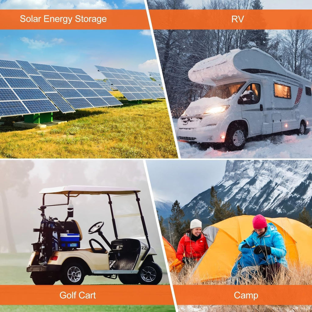 CHINS 48 Volt Lithium Battery for Golf Cart with 18A Charger, 48V Lithium Battery with 200A BMS, LCD & Mobile Monitor, 5.12kWh with 10.24kW Output, 1000A Peak Current for Golf Cart