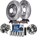 Detroit Axle - Front Wheel Bearing Hubs Brake Kit for Chevy Malibu Impala Equinox GMC Terrain Buick Regal LaCrosse 12.64' inch Brake Rotors Ceramic Brakes Pads Wheel Bearing Hubs Lug Nuts Replacement