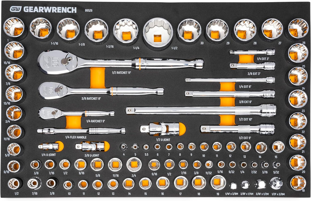 GEARWRENCH 194 Piece MEGAMOD Mechanics Tool Set in Modular Foam Trays with Storage Unit | MEGAMOD194