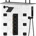 HOMEDEC 15.7x31.5' Ceiling Mounted Rainfall and 6' Wall Mounted Shower Heads with 6 Body Jets, Dual Shower Head System Rain Shower Faucet Set, Black