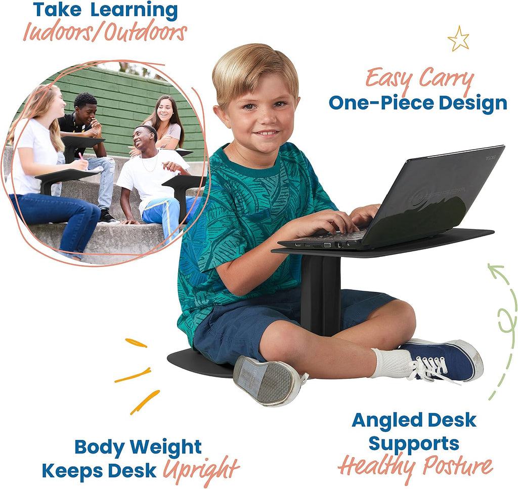 ECR4Kids The Surf Portable Activity Lap Desk, Classroom Essentials, Black, 10-Pack