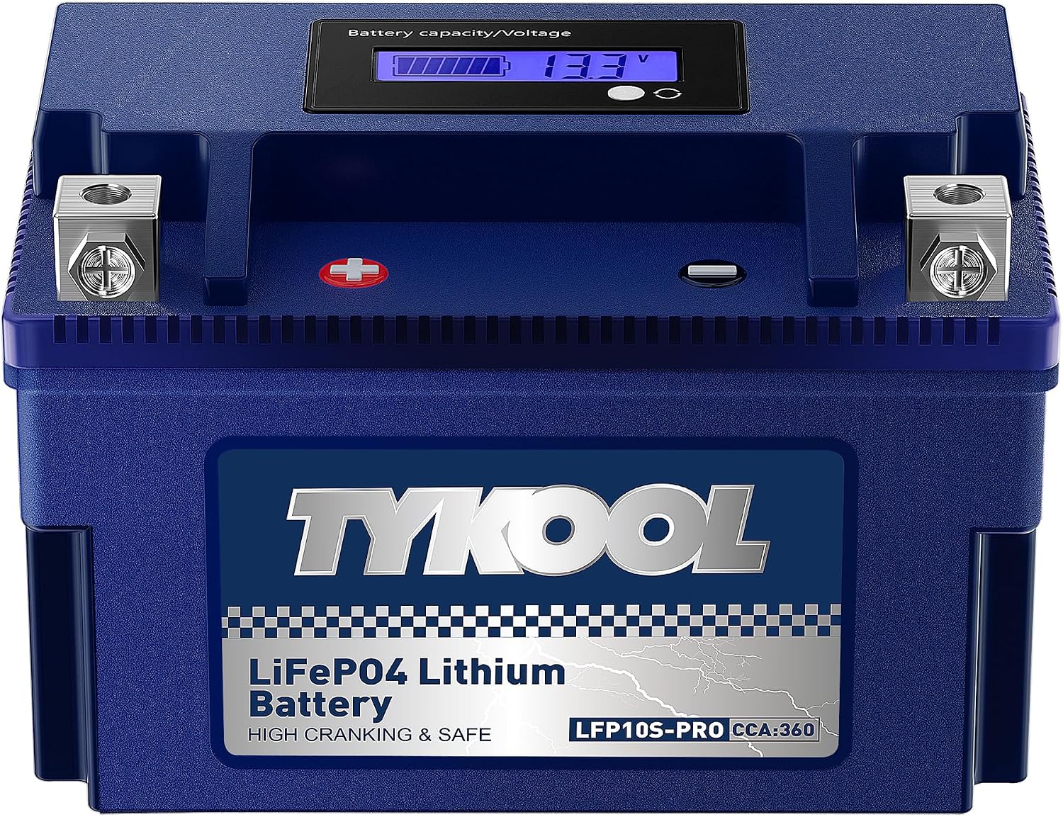 TYKOOL LFP10S-PRO Lithium Battery, Replaces YTZ10S, 360CCA 6Ah Fits for Motorcycle Scooter ATV PWC, Compatible with Honda CBR1000RR CBR600RR Yamaha R6 MT07 MT09 BMW S1000RR KTM Duke, LCD SOC Display