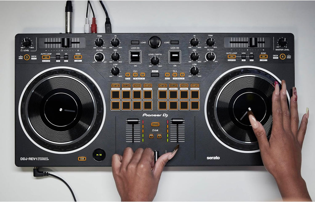 Pioneer DDJ-REV1 2-deck Serato DJ Controller with Decksaver DSLE-PC-DDJREV1 Pioneer DDJ-REV1 Cover - Light Edition