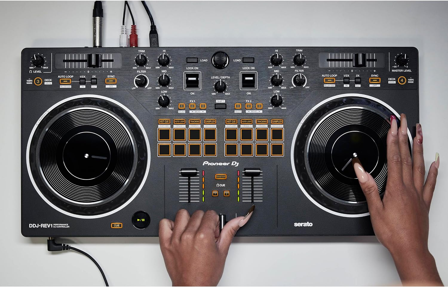 Pioneer DDJ-REV1 2-deck Serato DJ Controller with Decksaver DSLE-PC-DDJREV1 Pioneer DDJ-REV1 Cover - Light Edition