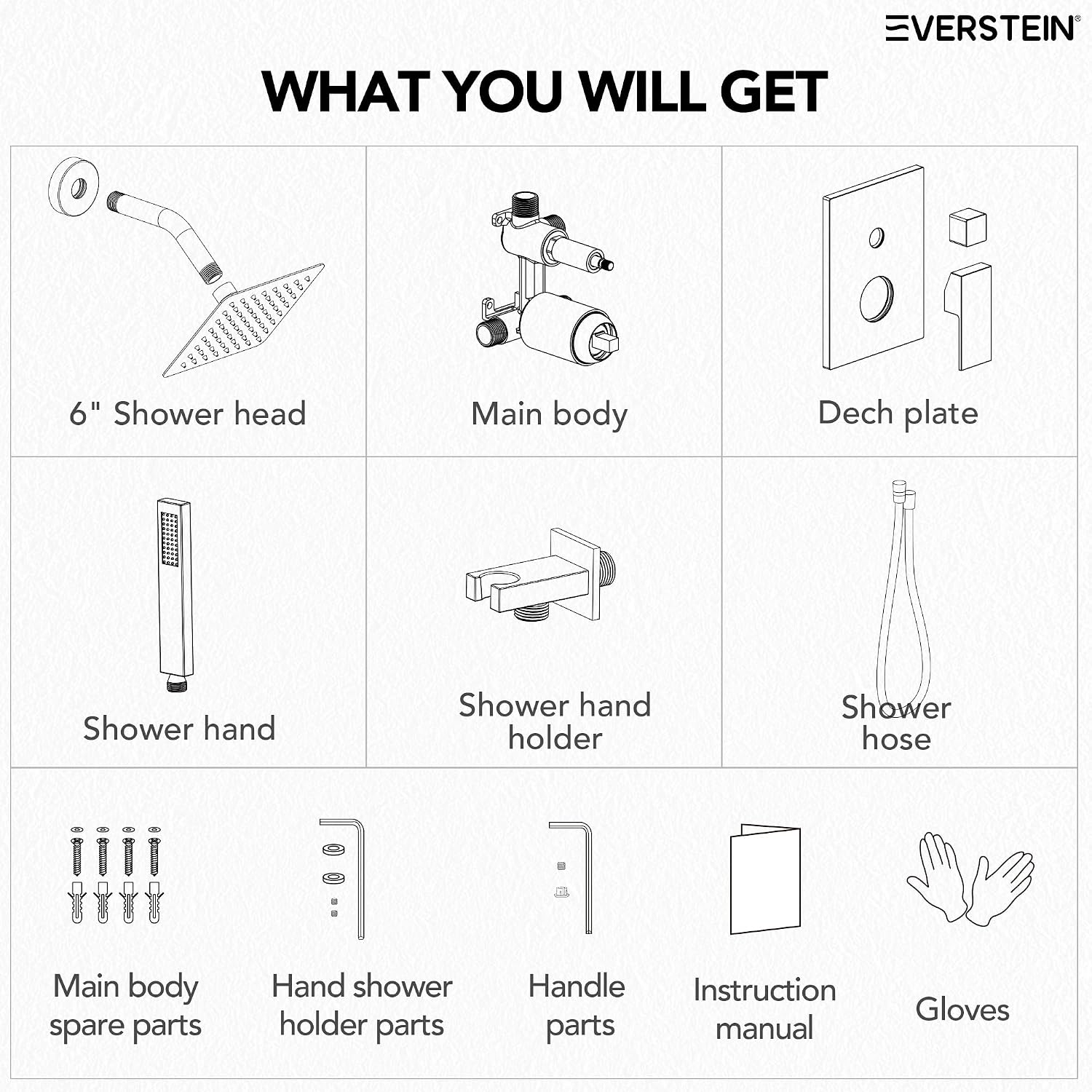 6' High-Pressure Shower System with Handheld Spray, Wall Mount Bathroom Shower Faucet Set with Valve (Polished Chrome)