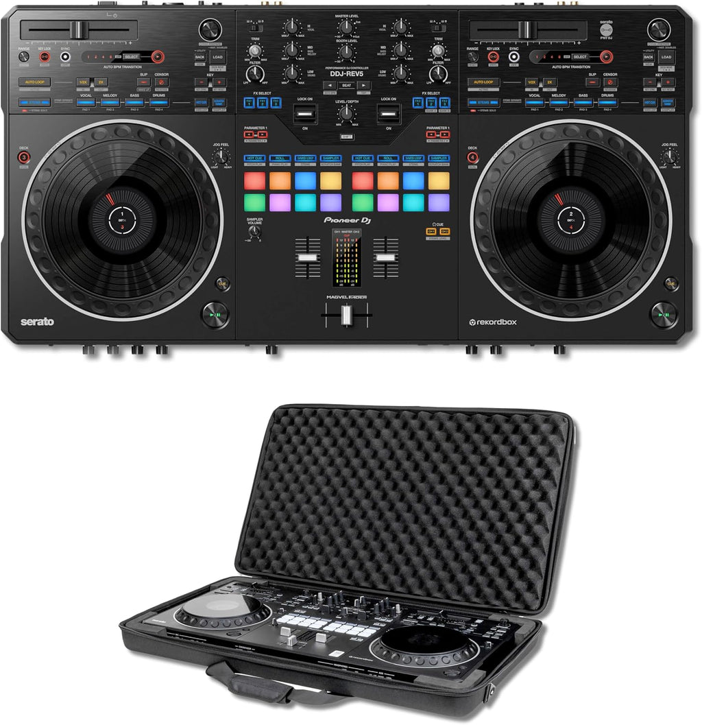 Pioneer DDJ-REV5 4-Deck DJ Controller with Headliner HL12010 Pro-Fit Case