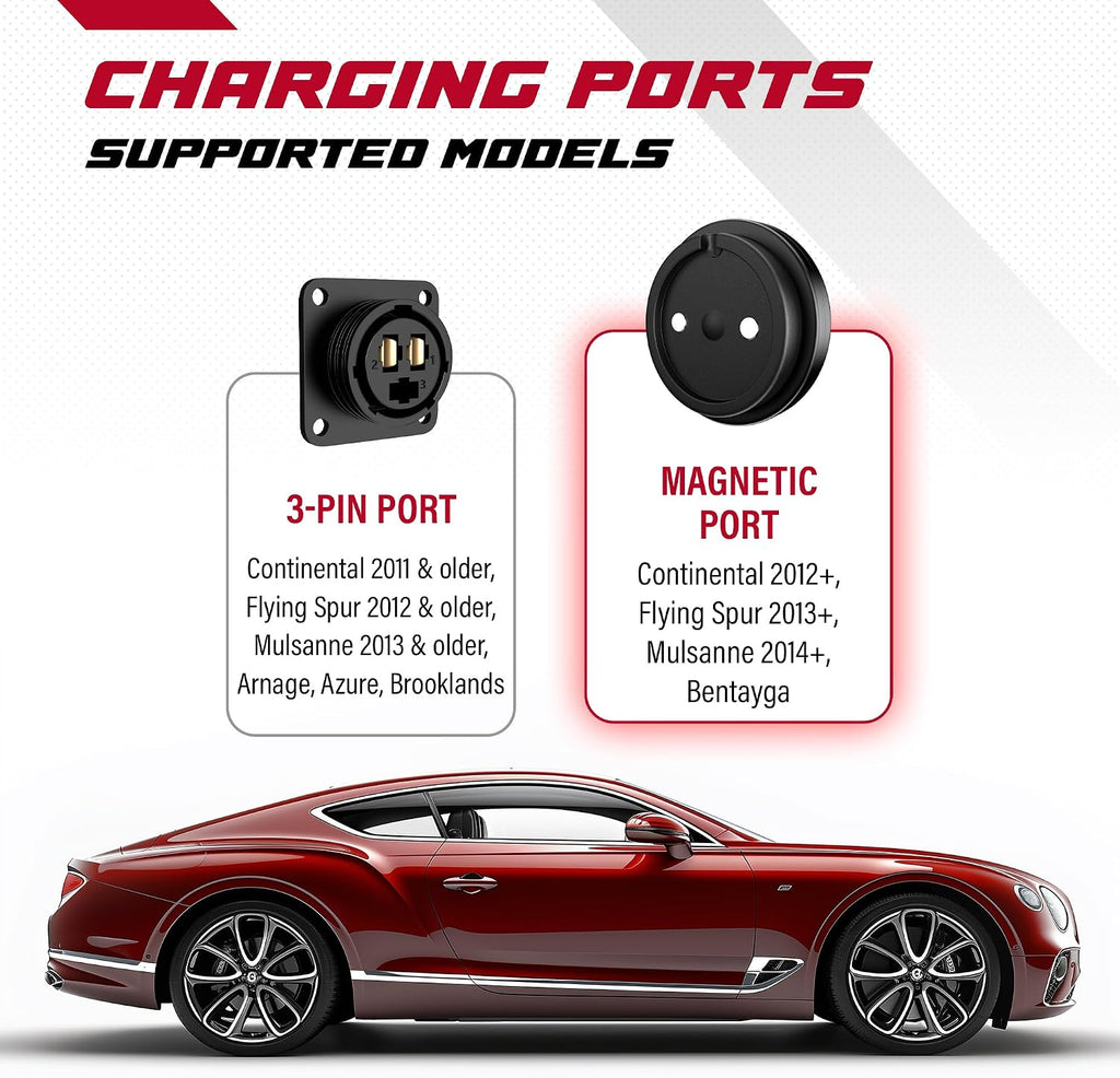 JMR Battery Charger for Bentley Continental GT Bentayga Flying Spur Mulsanne Trickle Charger Conditioner Maintainer (Magnetic Port, No Lithium Mode)