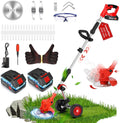 Cordless Weed Wacker with Wheel, Electric Weed Eater Battery Powered W/Blade, 3 in 1 Weed Trimmer Edger Weed Brush Cutter Mower, No String Grass Trimmer Wheel Yard Garden Tool