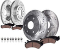 Detroit Axle - 8pc Brake Kit for Toyota Tundra Sequoia Lexus LX600 13.94' inch Front and 13.19' inch Rear Drilled and Slotted Disc Brake Rotors Ceramic Brakes Pads Replacement