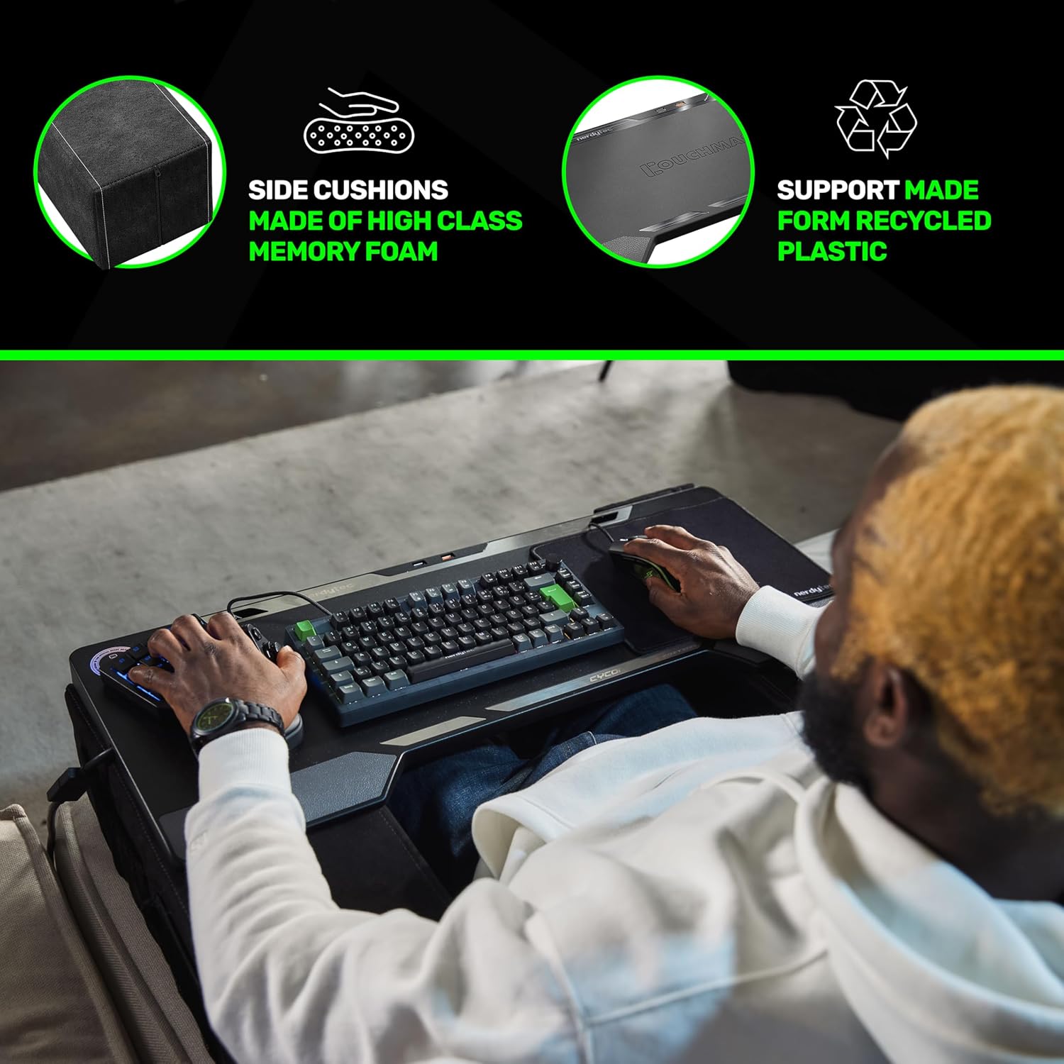 Couchmaster CYBOSS, Extra Wide Laptop Stand for Couch and Bed, Ergonomic Design with Cushions, Lap Desk for Notebooks up to 18 Inches, You are The Big Boss! The CYBOSS!
