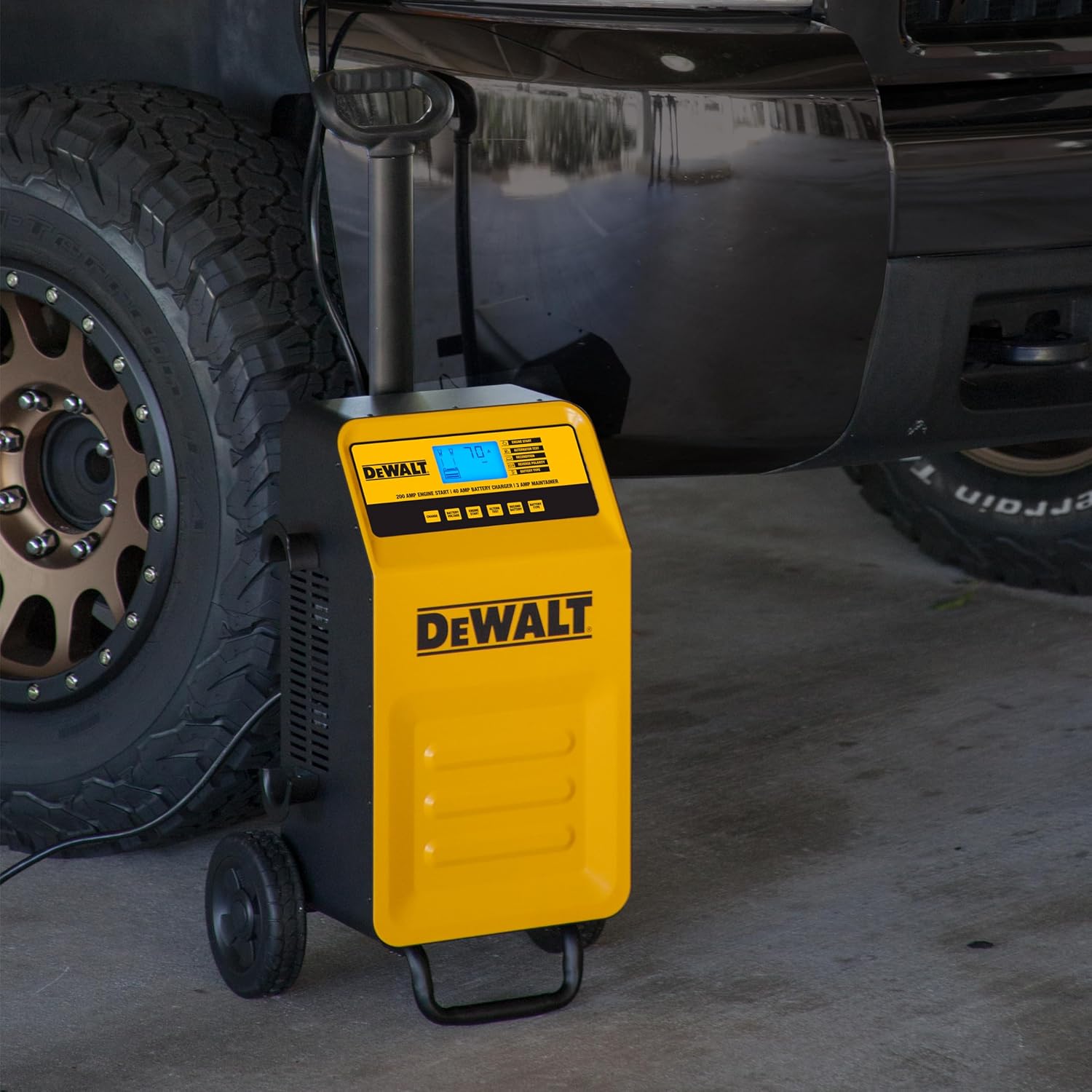 DeWalt DXAEC200 Professional Rolling 40 Amp Battery Charger, 3 Amp Maintainer with 200 Amp Engine Start