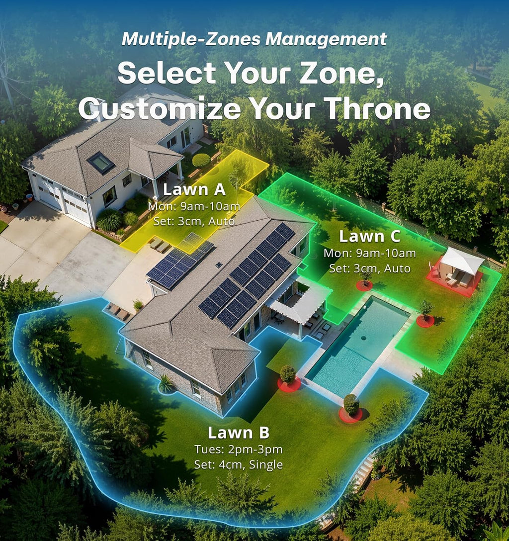 T1200Pro Wire-Free Robot Lawn Mower with RTK Extension Cable, Automatic Robot Mower for 0.37 Acre, RTK+Vision, AI Obstacle Avoidance, Adjustable Cutting Height Multi-Zone Mowing Robotic Mower