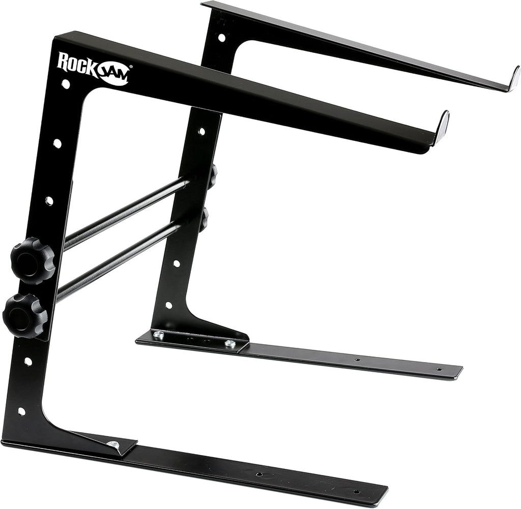 Pioneer DJ DM-50D 5-inch Active Monitor Speaker - Black & RockJam Portable DJ Laptop Stand with Adjustable Height, Anti-Slip Design, Works for Laptops, Controllers and CD Players