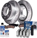 Detroit Axle - Front Brake Kit for Chevy GMC Silverado Sierra 1500 2500 3500 HD Express Savana 2500 3500 Avalanche Suburban Yukon XL 2500 Cadillac DTS DeVille Hummer H2, Brake Rotors Pads Lug Nuts