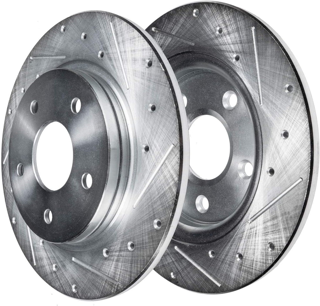 Detroit Axle - Brake Kit for 06-11 Honda Civic Drilled & Slotted Disc Brake Rotors Replacement 2006 2007 2008 2009 2010 2011 Ceramic Brakes Pads: 10.31'' inch Front and 10.24'' inch Rear Rotors