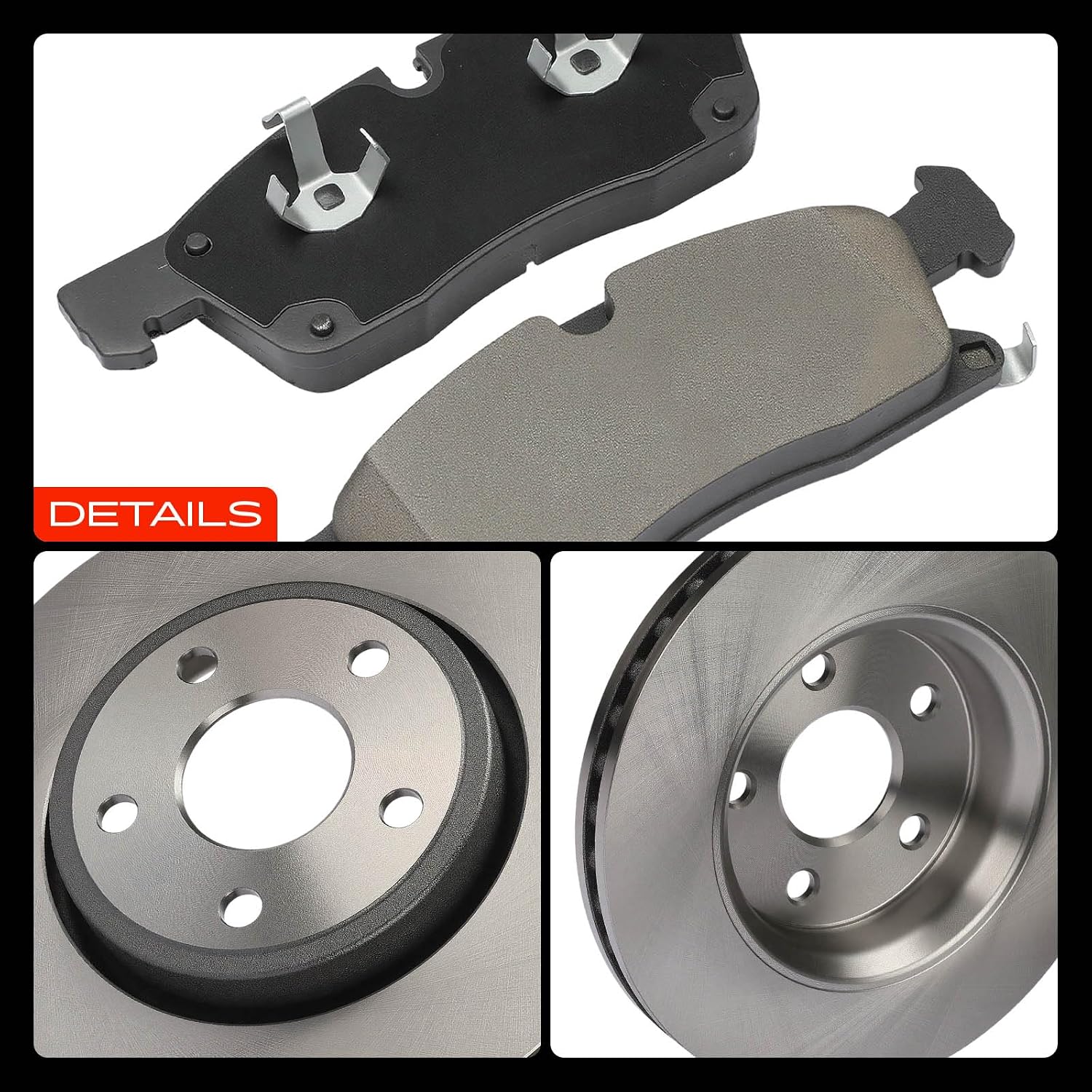 A-Premium 12.99 in (330 mm) Front Vented Disc Brake Rotors + Ceramic Pads Kit Compatible with Select Dodge and Jeep Models - Durango 2011-2020, Grand Cherokee 2011-2018, 6-PC Set