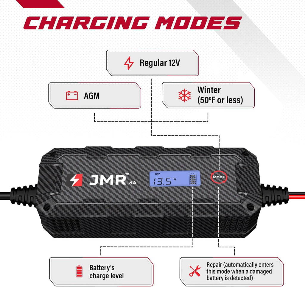 JMR Battery Charger for Land Rover Defender Discovery Range Rover All Models Trickle Charger Conditioner Maintainer (No Lithium Mode)