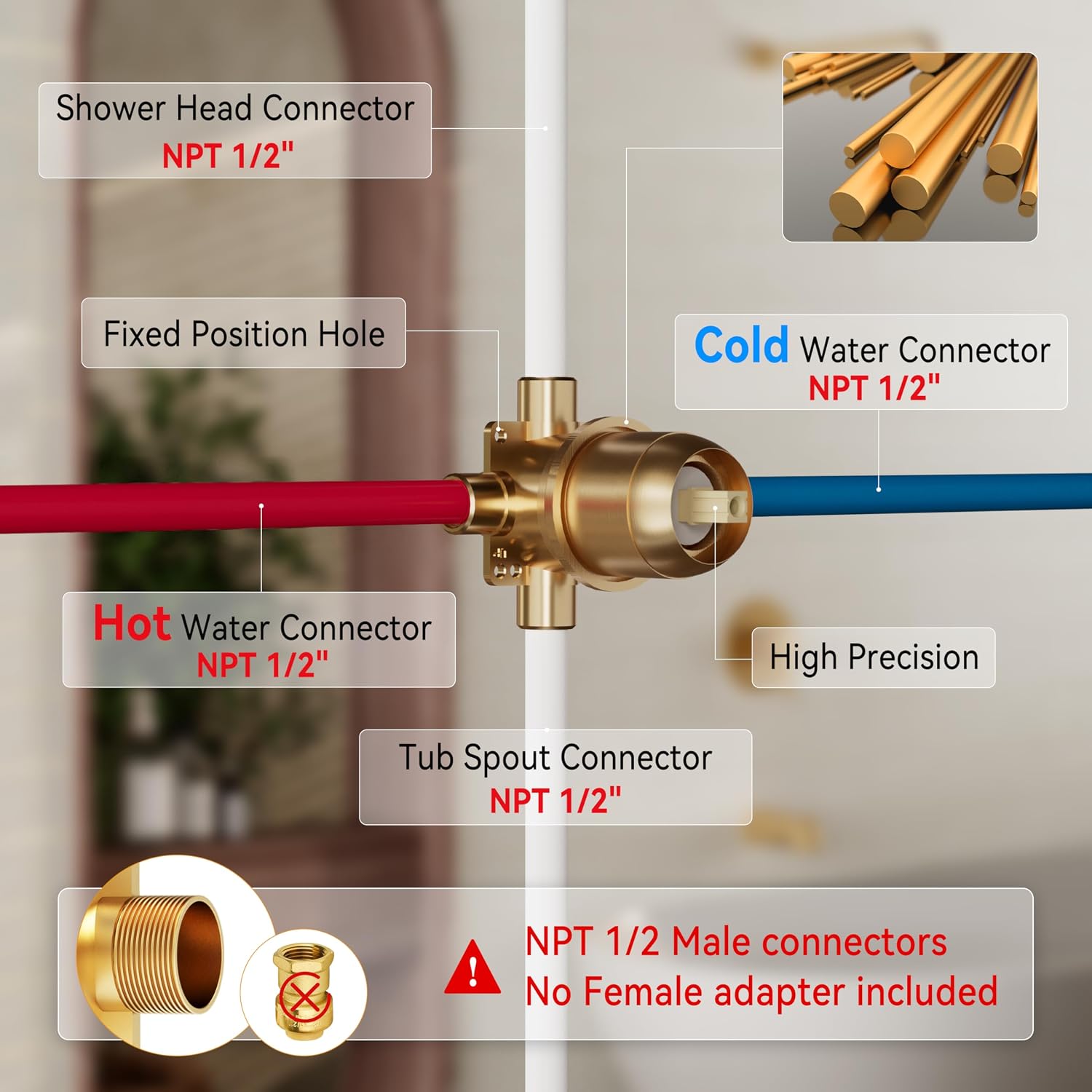 Tub Shower Faucet Set, Tub and Shower Trim Kit with 10 Inch High-Pressure Rian Shower Head,Shower Head and Handle Set, Brushed Gold