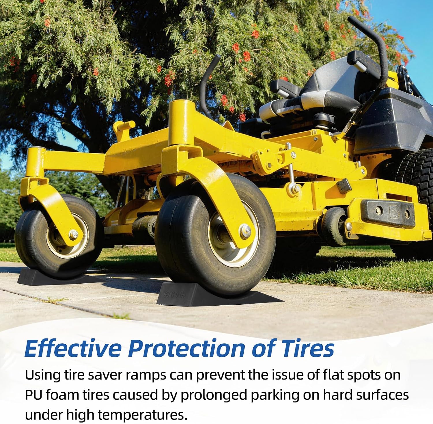 13x6.50-6' Flat Free Lawn Mower Tire and Wheel, Comes with Saver Ramp, 3/4' or 5/8' or 1/2' Bearing Bore, 3'-3.5'-4'-4.5'-5' Centered Hub, Smooth Tread Tire for Zero Turn Mowers, 2 Pcs