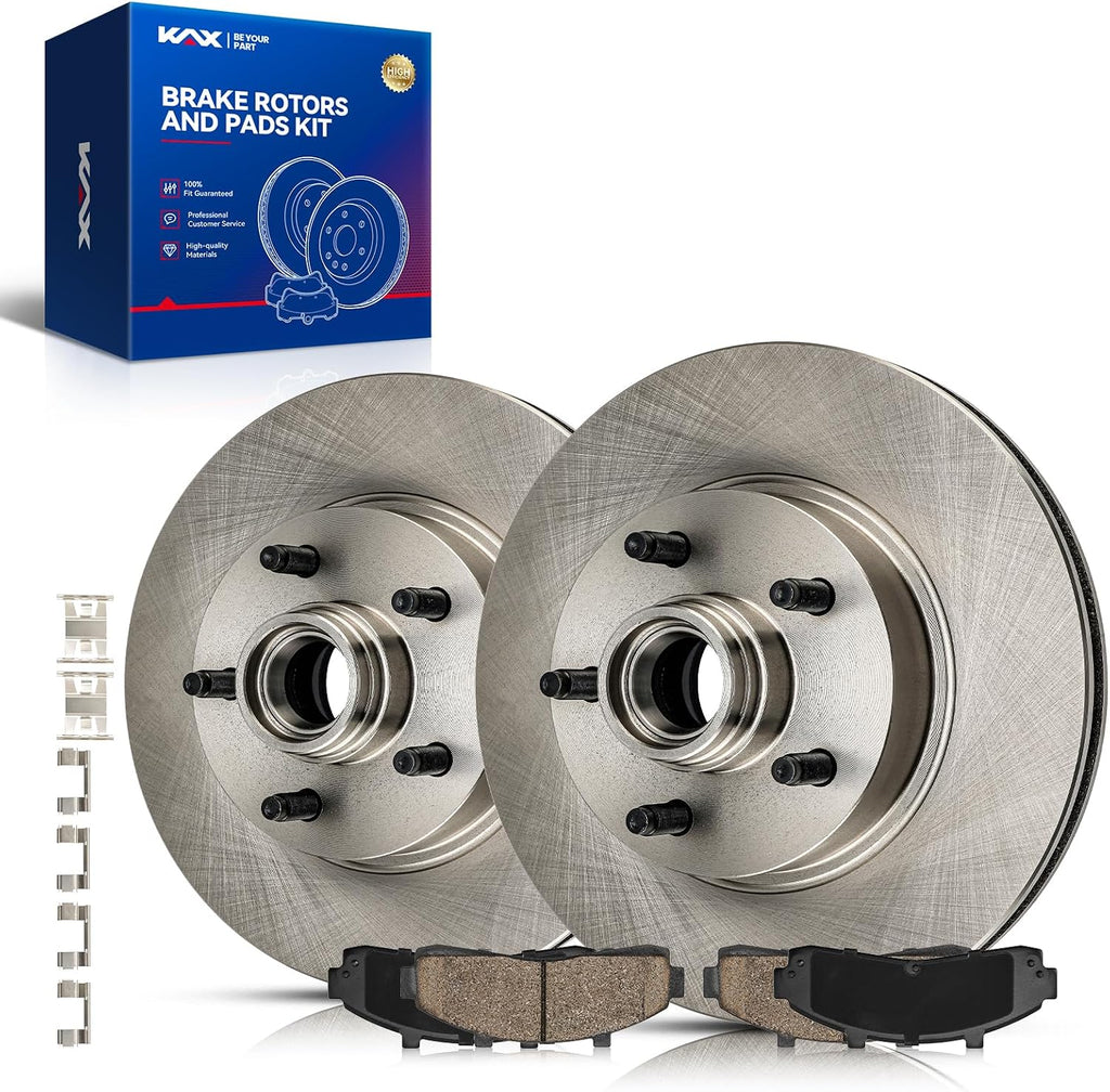 KAX Front Brakes and Rotors for Ford Ranger 1998-2002, Ford Explorer 1995-2001, for MAZDA B2500 2000-2001, Vented Disc Brake Rotor Ceramic Brake Pads Replacement (#54029+D652, 11.28inch, 286.5MM)