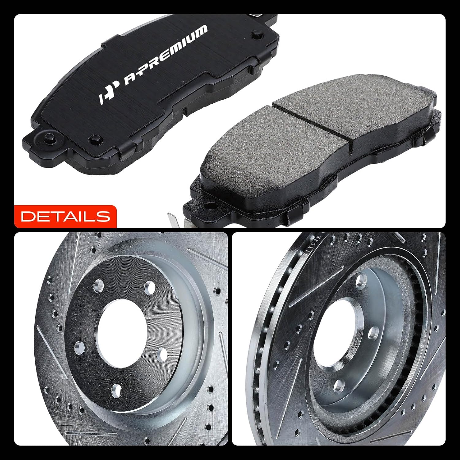 A-Premium 11.65 inch(295.91 mm) Front Drilled and Slotted Disc Brake Rotors + Ceramic Pads Kit Compatible with Select Nissan Models - Altima 2014 2015 2016 2017 2018 2019, 6-PC Set