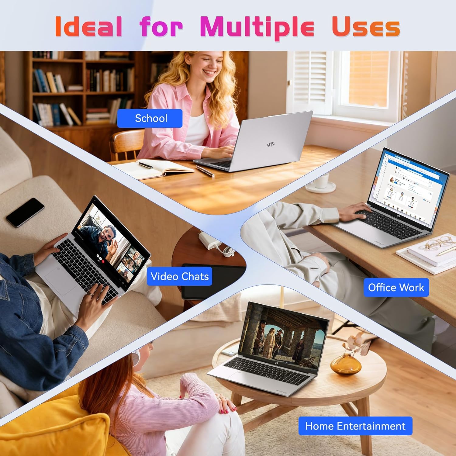 NIMO 17.3' IPS FHD Laptop, Intel 6 Cores i3-1215U 16GB RAM 512GB SSD (Beat Ryzen 5 7520U, Up to 4.4GHz) Computer with 65W Type C Backlit Keyboard Fingerprint, for Home Student and Business