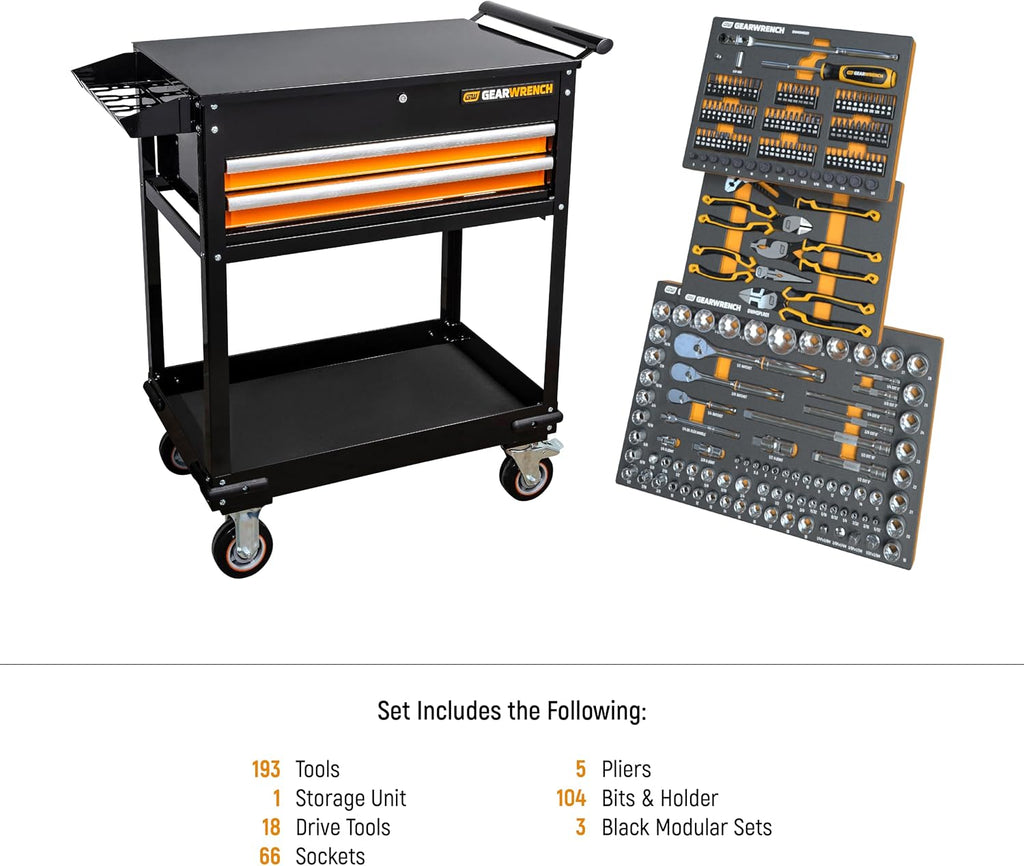 GEARWRENCH 194 Piece MEGAMOD Mechanics Tool Set in Modular Foam Trays with Storage Unit | MEGAMOD194