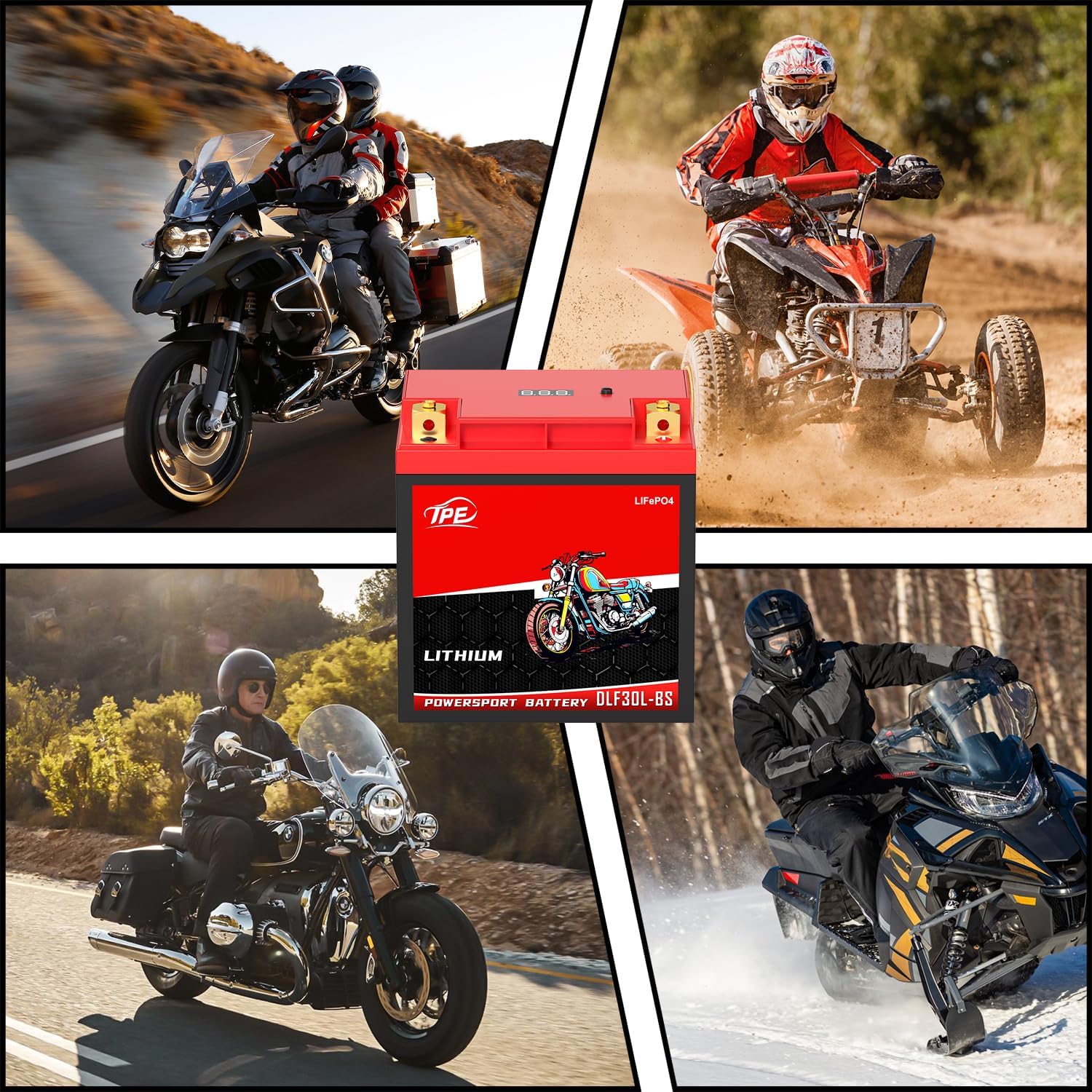 TPE YTX30L-BS Lithium Powersports Battery 12V 14AH 720A Lithium Motorcycle LiFePO4 Battery DLF30L-BS