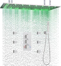Luxury 15.7x31.5inch LED Rainfall Couples' Shower Multi Shower Head Thermostatic Shower System with Body Spray, Brushed Nickel