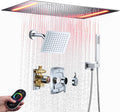 14 X 20 Inch Ceiling LED Rain Shower Head, Dual Rainfall Smart Shower System Set With 8 Inch Wall Head For Two People (Chrome Polished)
