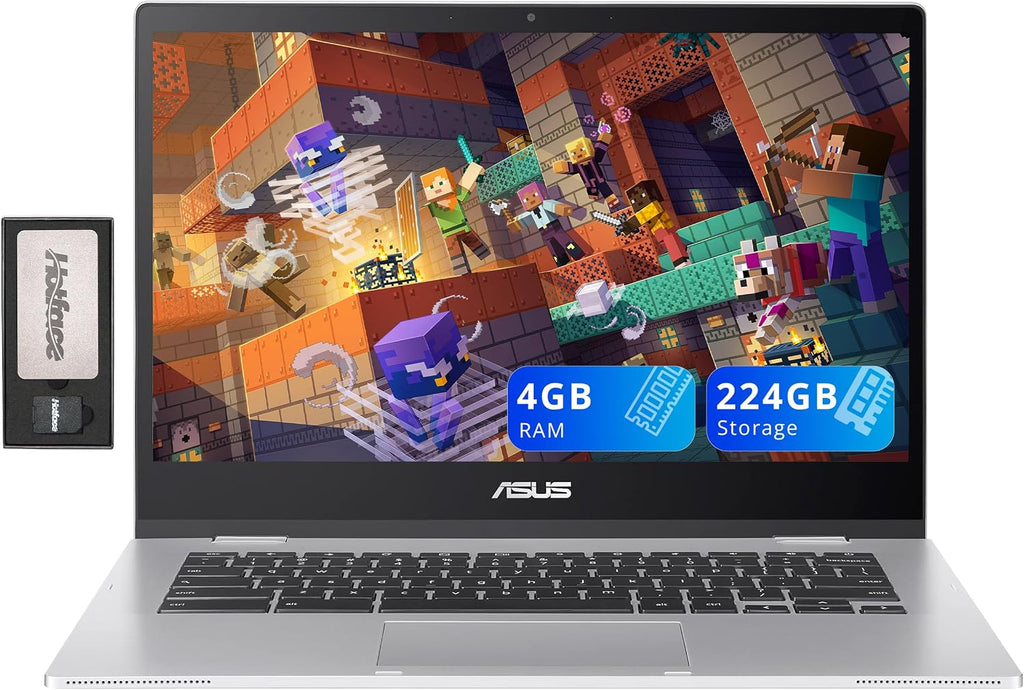 ASUS Chromebook CX1 14' FHD Laptop, Intel Celeron N4500, 4GB RAM, 224GB Storage (64GB eMMC+160GB Docking Station Set), Intel UHD Graphics, 720p Wecam, WiFi 6, Chrome OS, Silver
