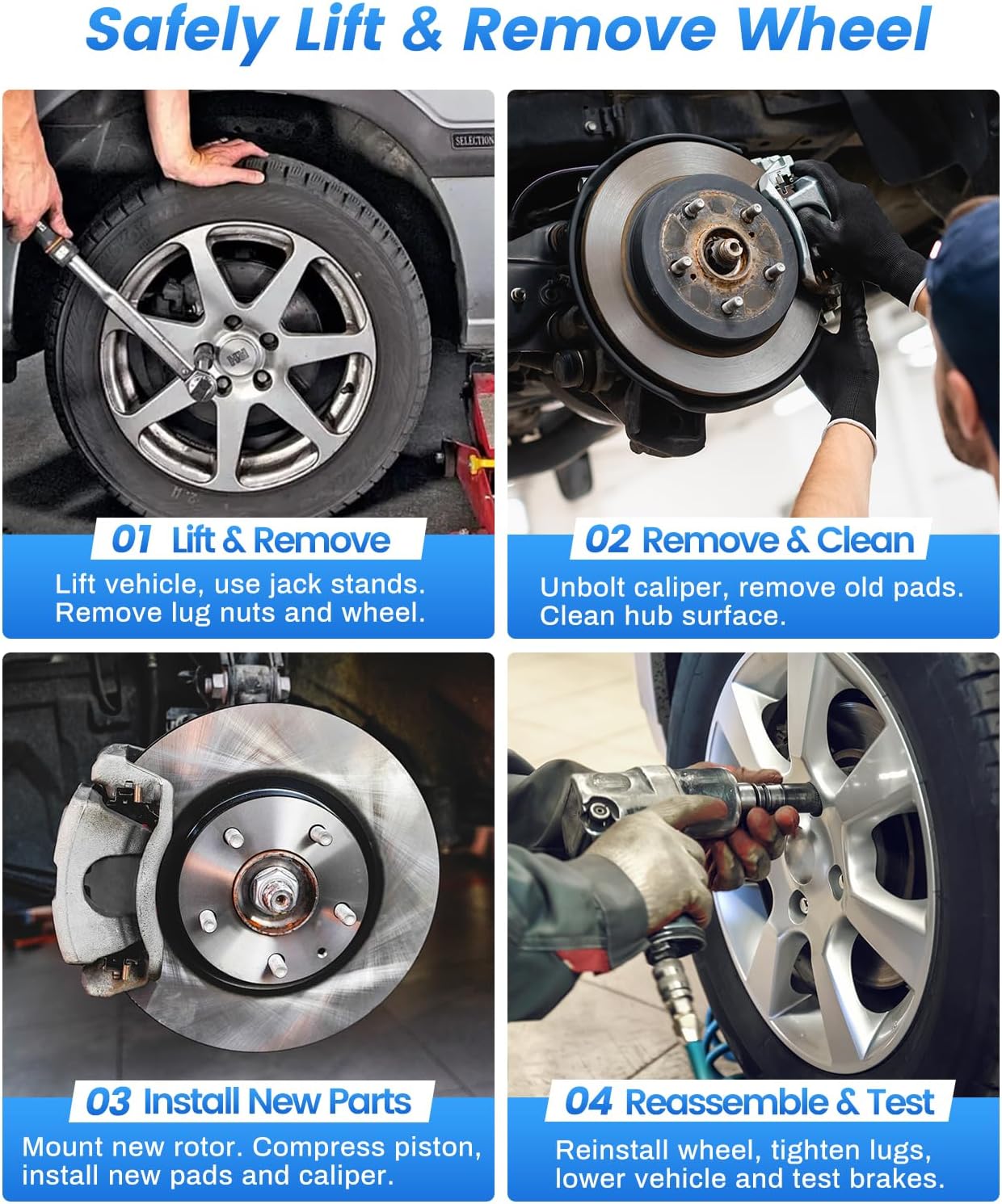 Rear Vented Brake Pads and Rotors Kit Compatible with 2006-2014 Dodge Charger, 2009-2014 Dodge Challenger, 2005-2008 Dodge Magnum| 320mm(12.6in)| Anti-Rust Geomet Coated | Rear Brake Rotors Kit