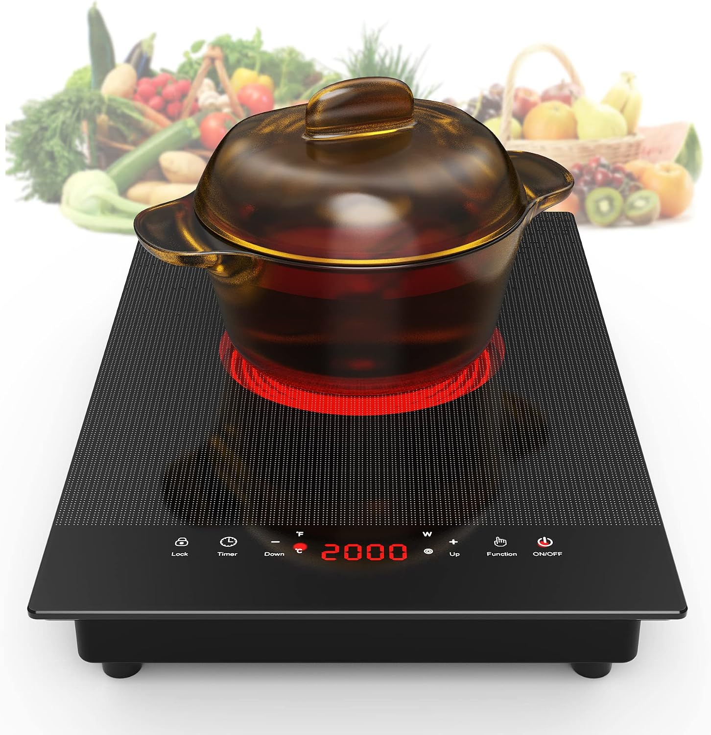 VBGK Single and Double Electric Cooktop, 110V Electric Stove Top with 9 Power Levels, Kids Lock & Timer,LED Touch Control,Overheat Protection Electric Stove