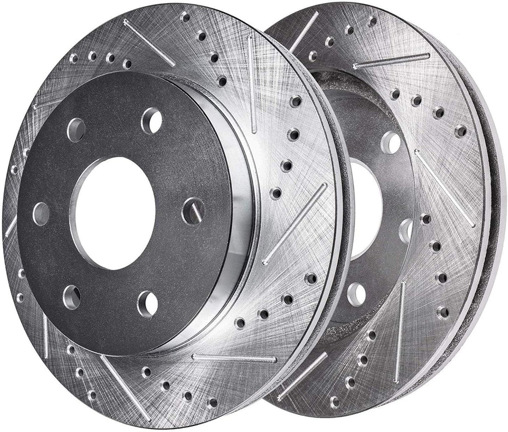 Detroit Axle - Brake Kit for Chevy GMC Silverado Sierra 1500 Yukon Tahoe Cadillac Escalade Drilled Slotted Brake Rotors Ceramic Brakes Pads Replacement : 12.00' inch Front and 12.99' inch Rear Rotors