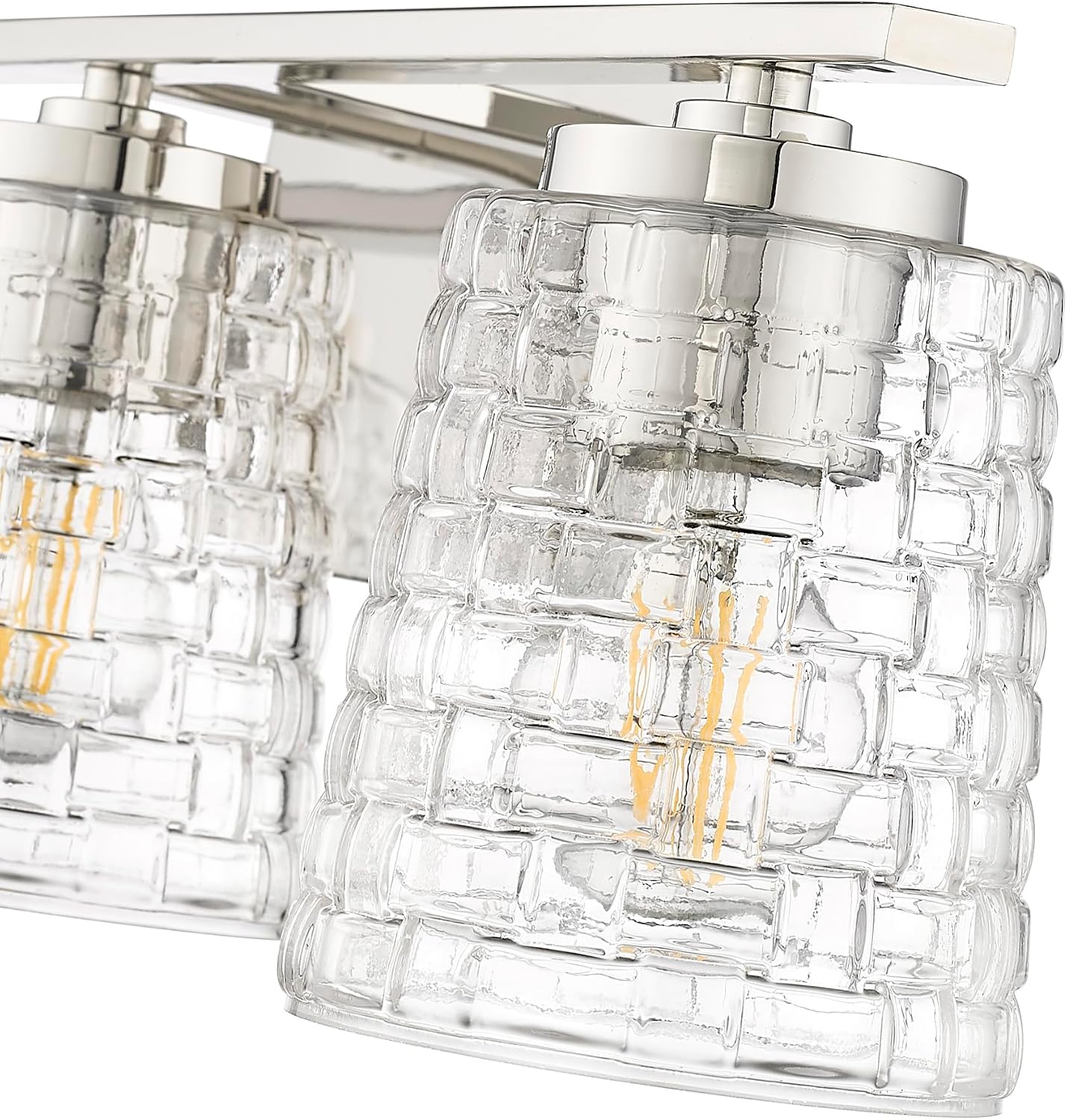 ML Lighting | Saben Collection | 22103-PN | 3 Light Vanity in Polished Nickel Finish with Clear Woven Glass Shade | Versatile Design That adds High-End Texture and Elegance to Your Bathroom